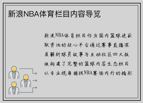 新浪NBA体育栏目内容导览